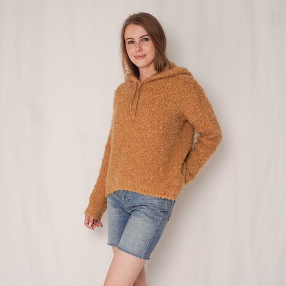 SANDRO Paris Mohair-Blend Tan Knit Hooded Sweater - Picture 5 of 5
